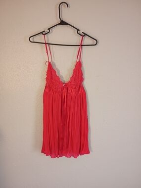 Victoria's Secret Hot Pink Sheer Pleated Chemise
